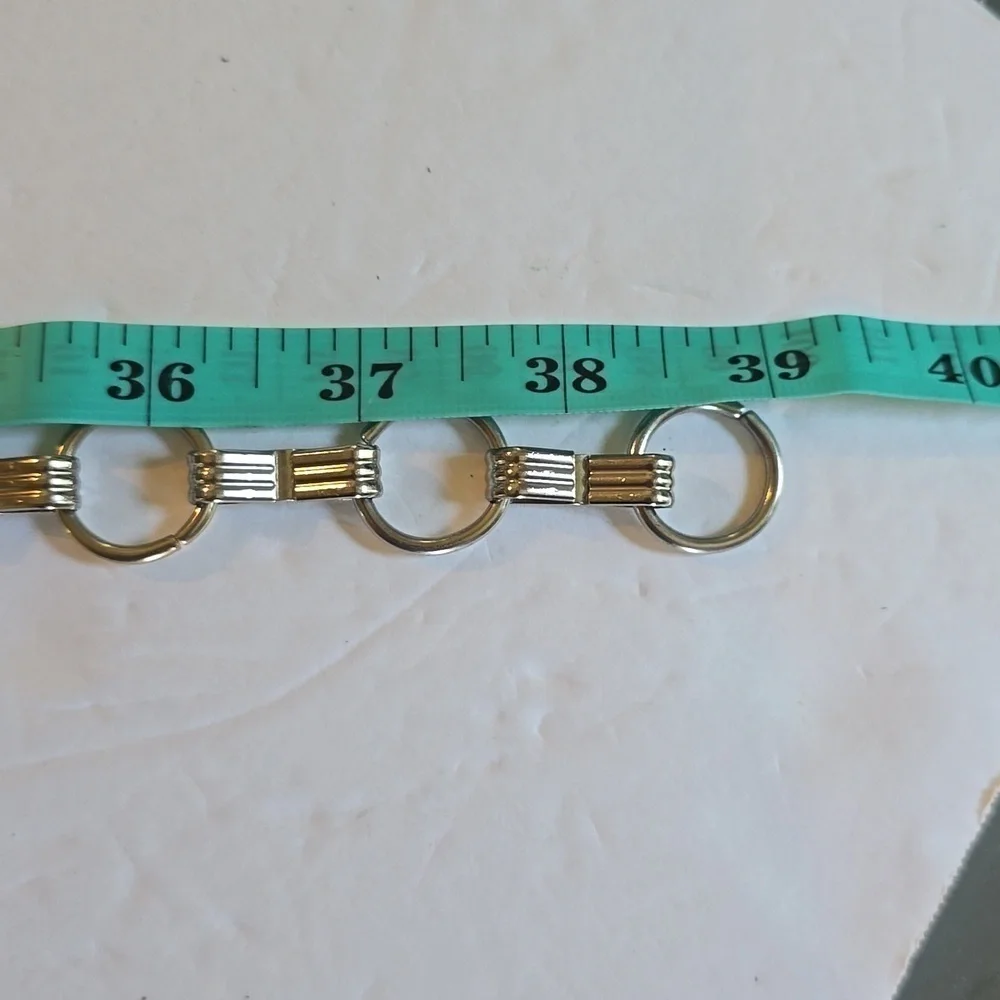 Womens Vintage Black/ Silver Metal Dress Belt Chain Hook Statement Sz.M/L